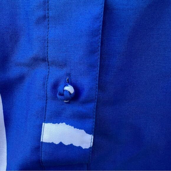 VTG 1970's Catherine Ogust for Penthouse Gallery blue white gold stripe dress S - Picture 5 of 11